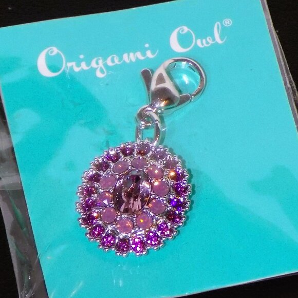 Lot 5 Origami Owl Jewelry Bundle.  Chain & 4 Charms.  Sterling Silver, Swarovski - Picture 3 of 8